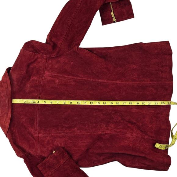 Dennis Basso Suede Leather Moto Jacket Size Medium Washable Asymmetric Zip - Picture 5 of 6